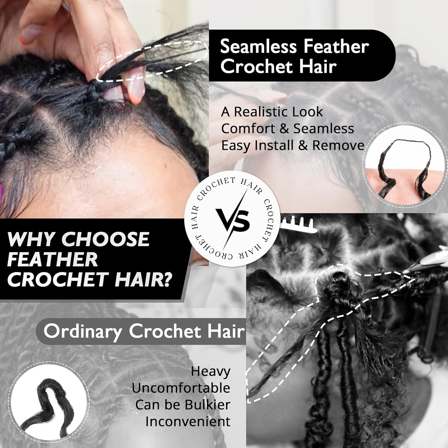 100% Human Hair Feather Croche - Hair Care Color review and price